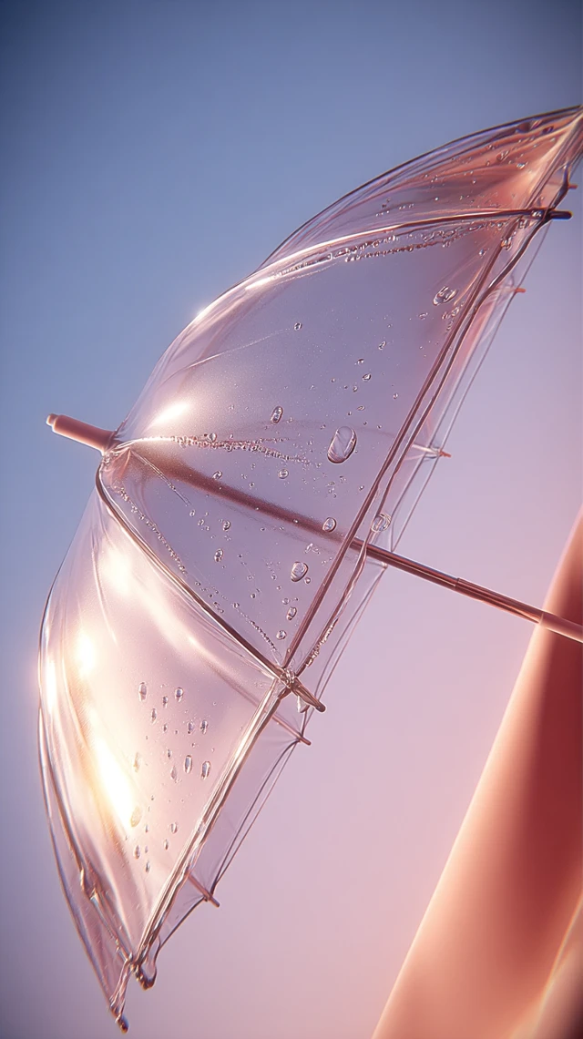 Transparent Umbrella in Rain: Artistic Close-Up