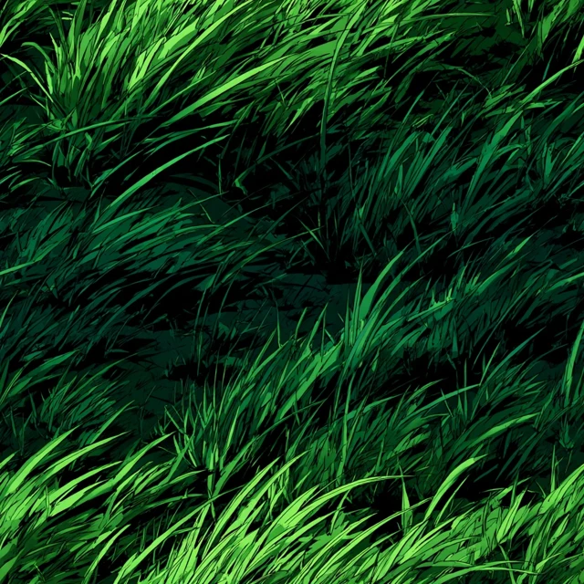 Manga Style Green Grass Texture with Black Outlines