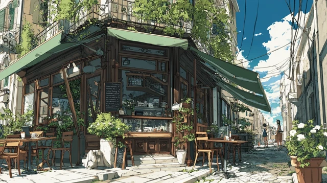 Anime Cafe in the City Summer Panoramic