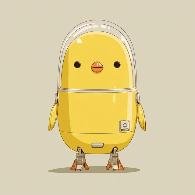 Cute Robot Chick Cartoon Illustration