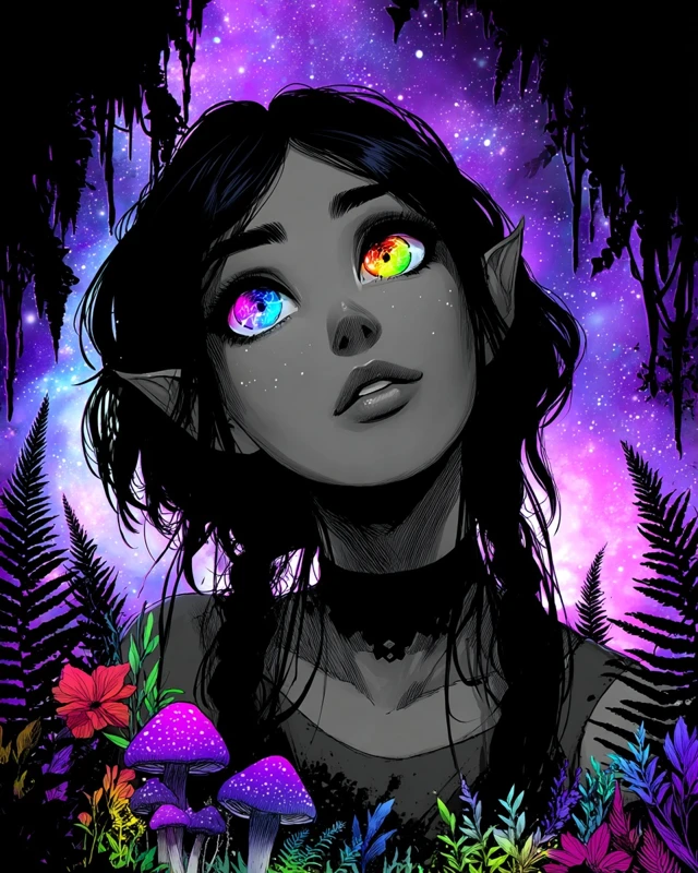 Celestial Elf Portrait Psychedelic Art