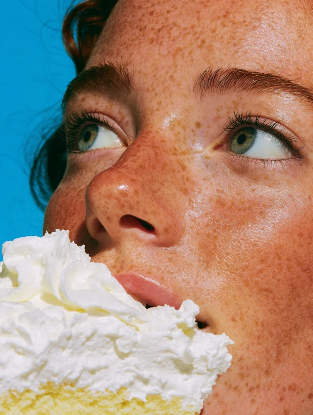 Summer Joy Woman with Cake Freckles Sun Kissed