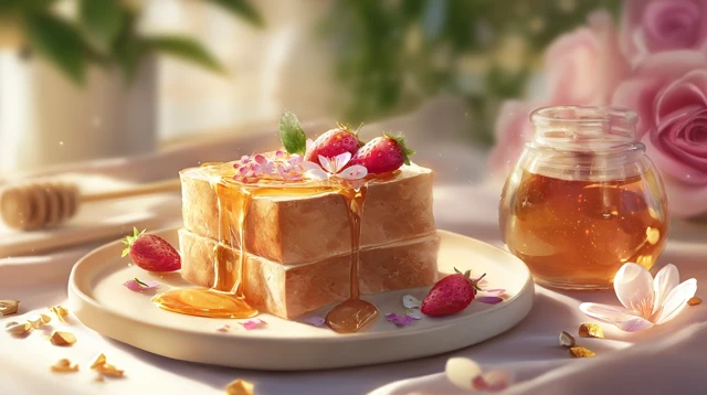 Honey Toast Delight Strawberry Treat Breakfast Food