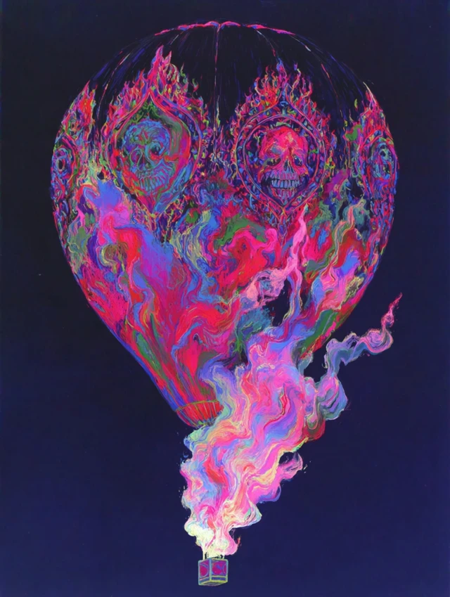 Fiery Skull Hot Air Balloon Art