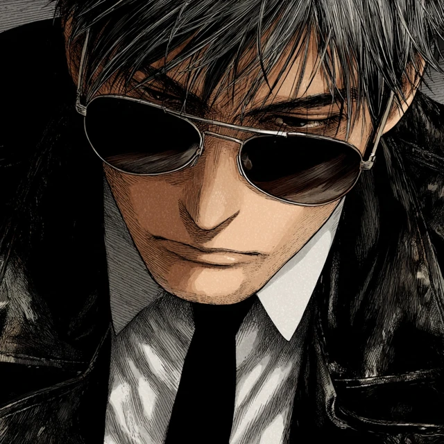 Noir Manga Protagonist in Leather Blazer