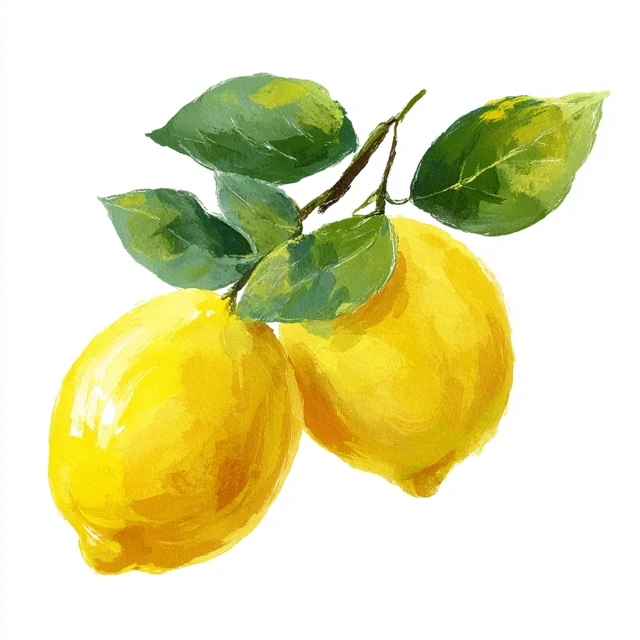 Stylized Lemons with Leaves Painting