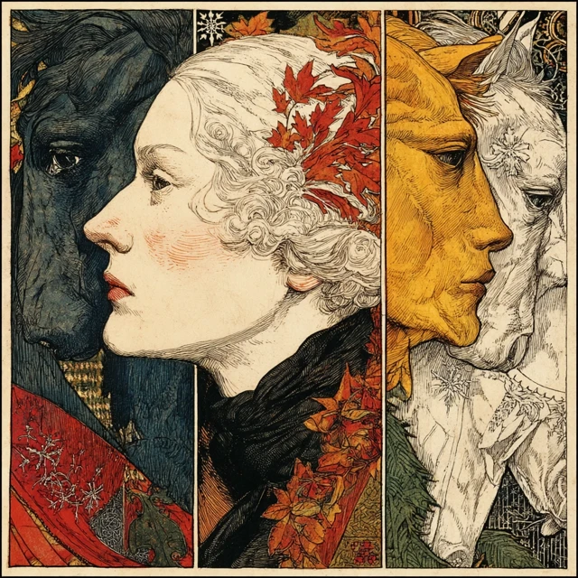 Equestrian Woman with Horses - Holiday Art