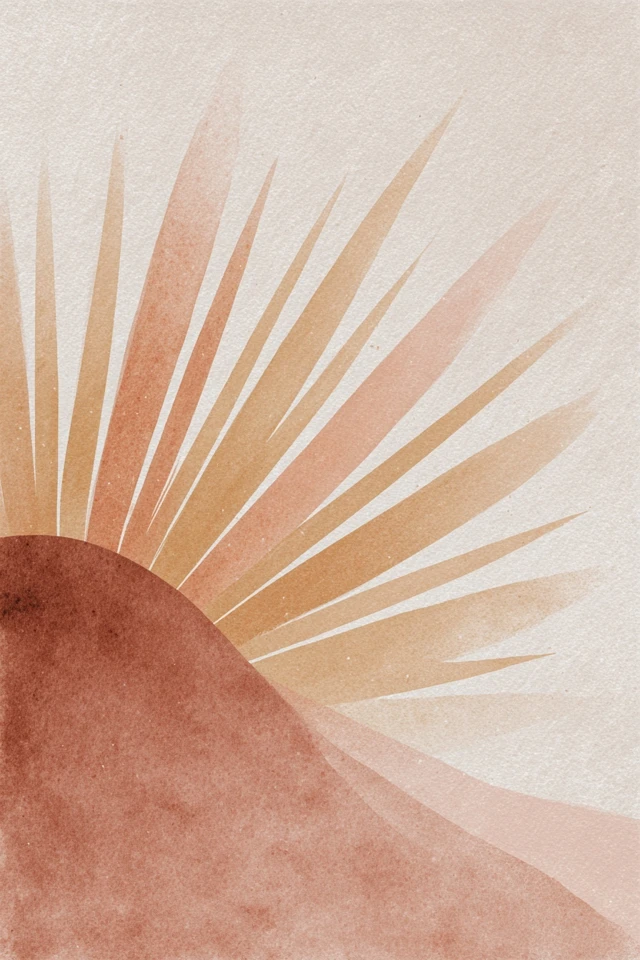 Boho Art Minimalist Sunburst Design Beige Rose