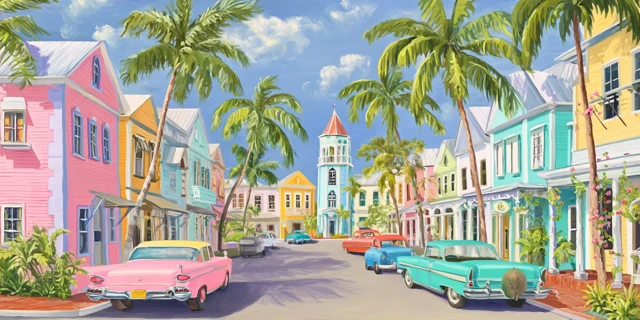 Key West Painting Tropical Beachy Home Decor Art Print