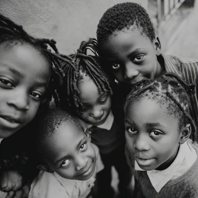 Black Children Standing Together