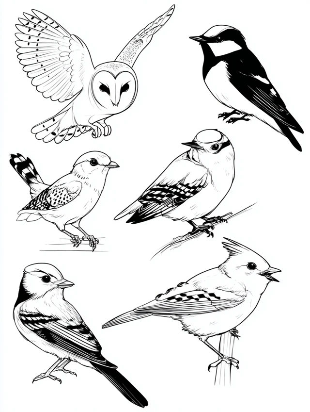 Bird Coloring Book Pages Line Art for Kids