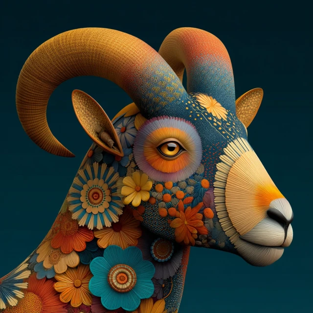 Magical Pyrenean Ibex Illustration Flowers Storytelling