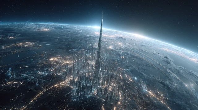 Dubai in Space Futuristic Cityscape