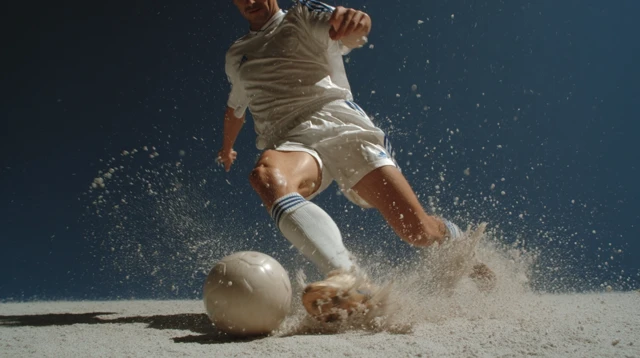 Soccer Player Kicking Ball in Slow Motion