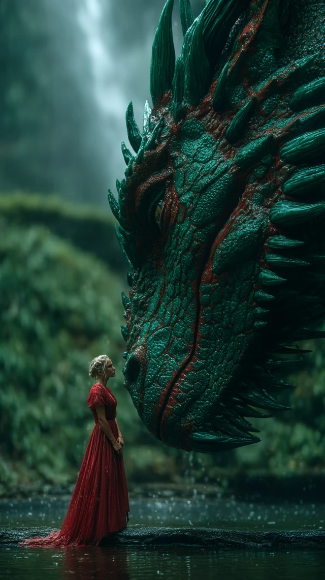 Girl and Dragon Encounter Fantasy Art