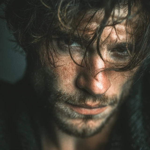 Portrait of a Man Smug Expression Dramatic Lighting