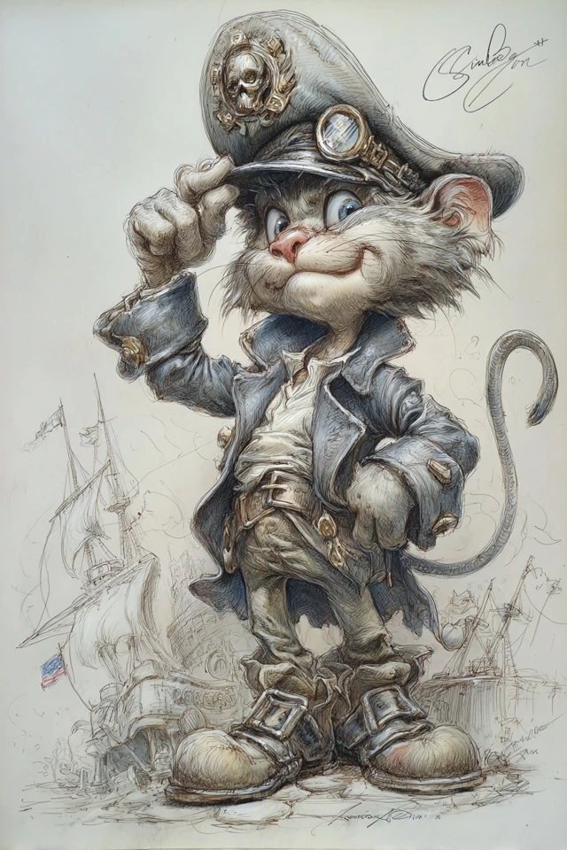 Captain Cat Full Body Illustration