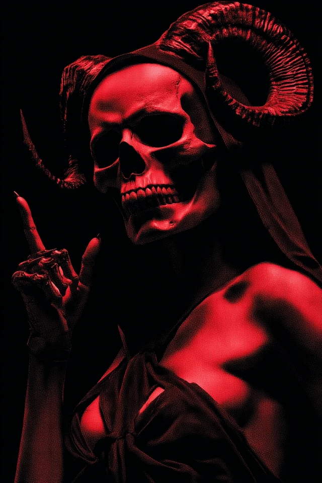 Evil Skull Portrait with Devil Horns