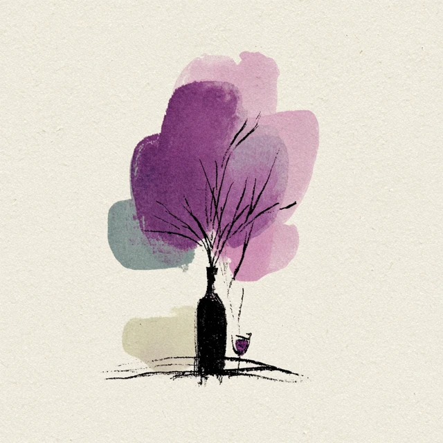 Abstract Ink Art Wine Scene