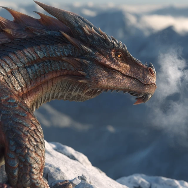 Majestic Dragon on a Mountain Peak Fantasy Art