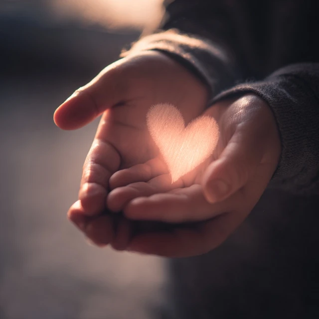 Hands Holding Heart Shaped Light Intimate Love