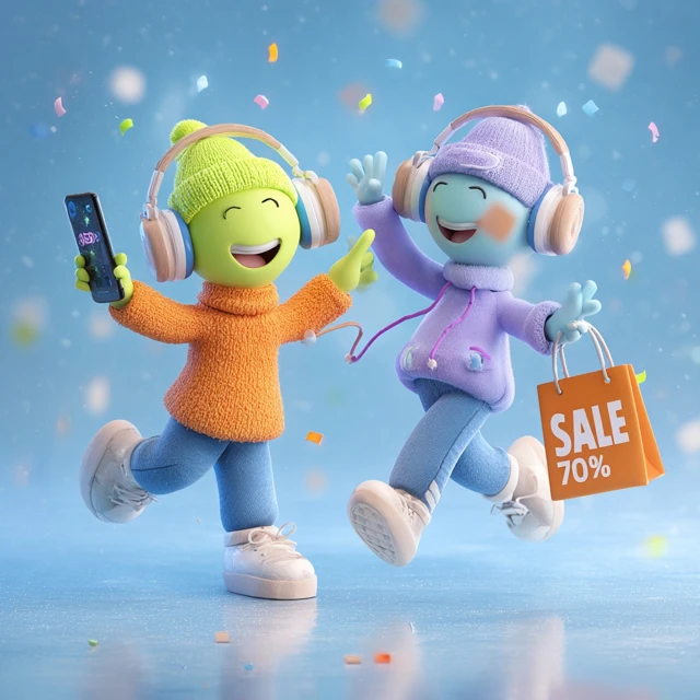 Cute 3D Cartoon Characters Shopping Sale