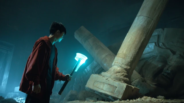 Asian Man with Glowing Plunger Fantasy Art