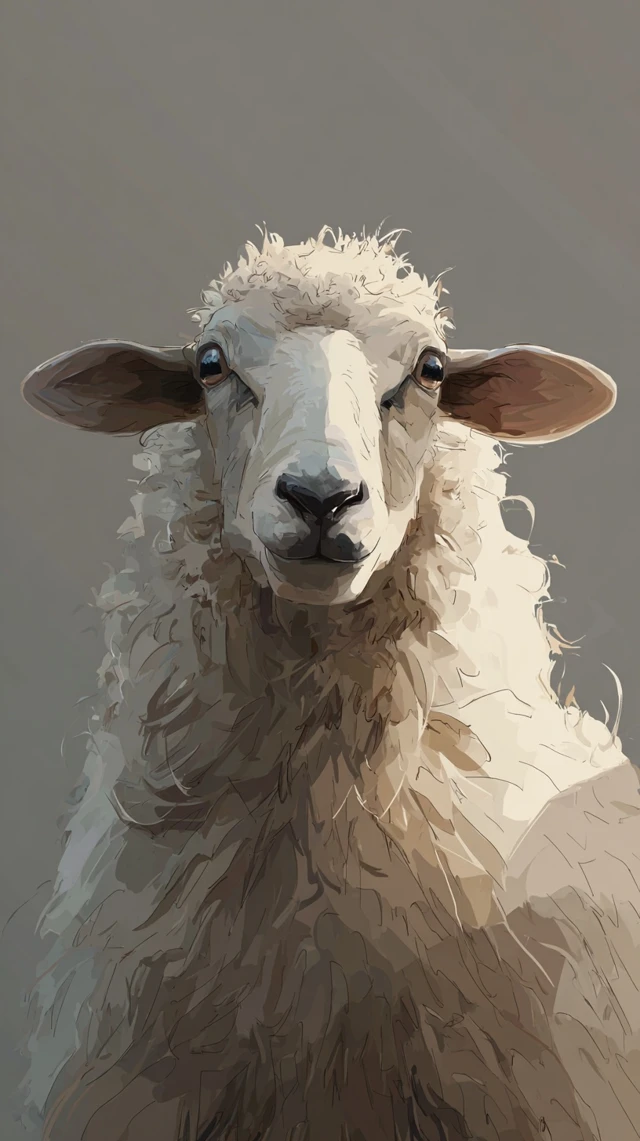 Sheep Portrait Artistic Animal Painting