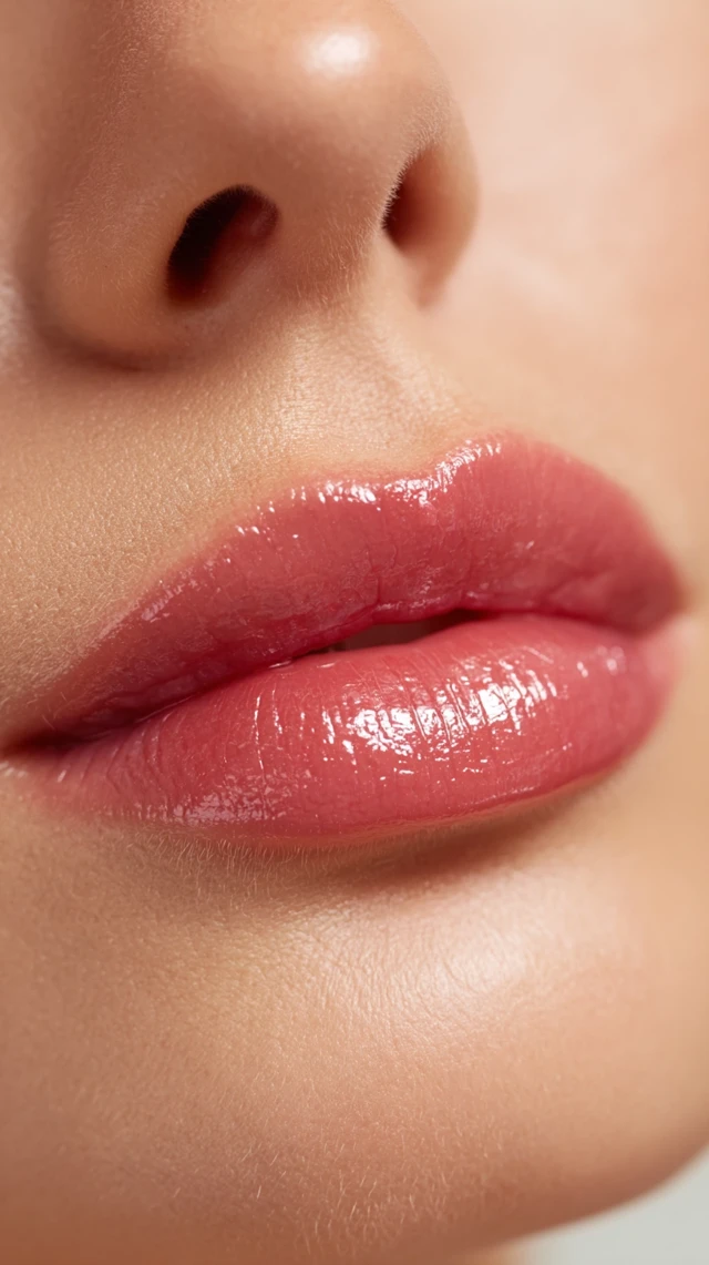 Lip Filler Injections Close Up Plump Glossy Lips Beauty