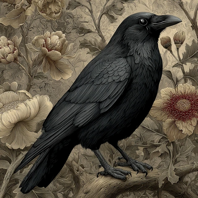 Vintage Crow Illustration Gothic Fantasy
