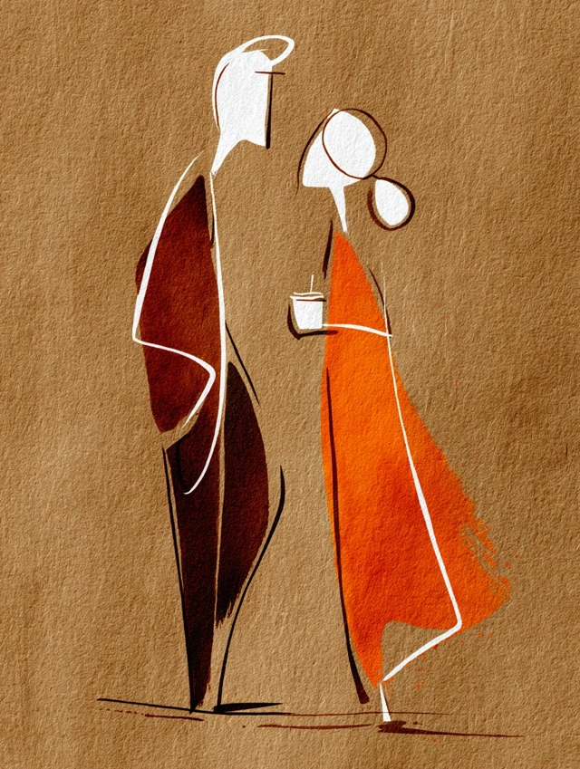 Minimalist Lovers Silhouette Coffee Art