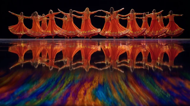 Bollywood Dance Line Mirrored Reflection