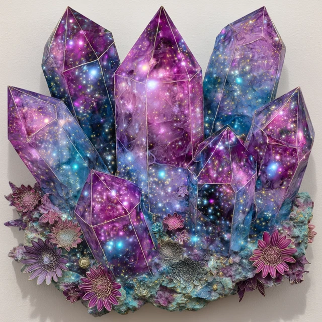 Floating Crystals with Star Fields Art