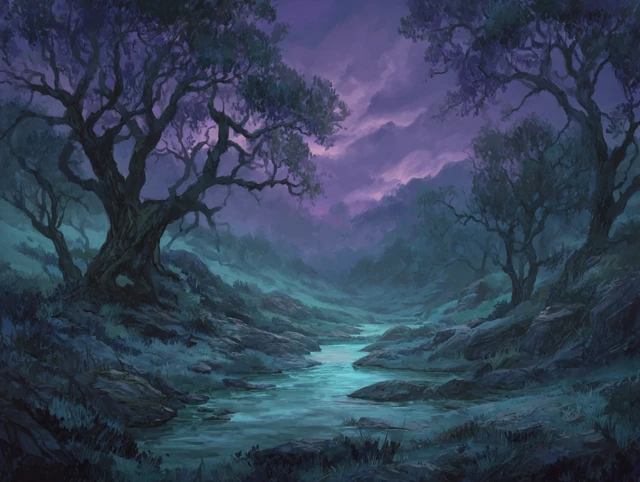 Fantasy Landscape River Eerie Atmosphere Dungeons and Dragons