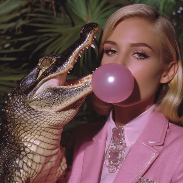 Retro Disco Alligator Woman Bubble Gum