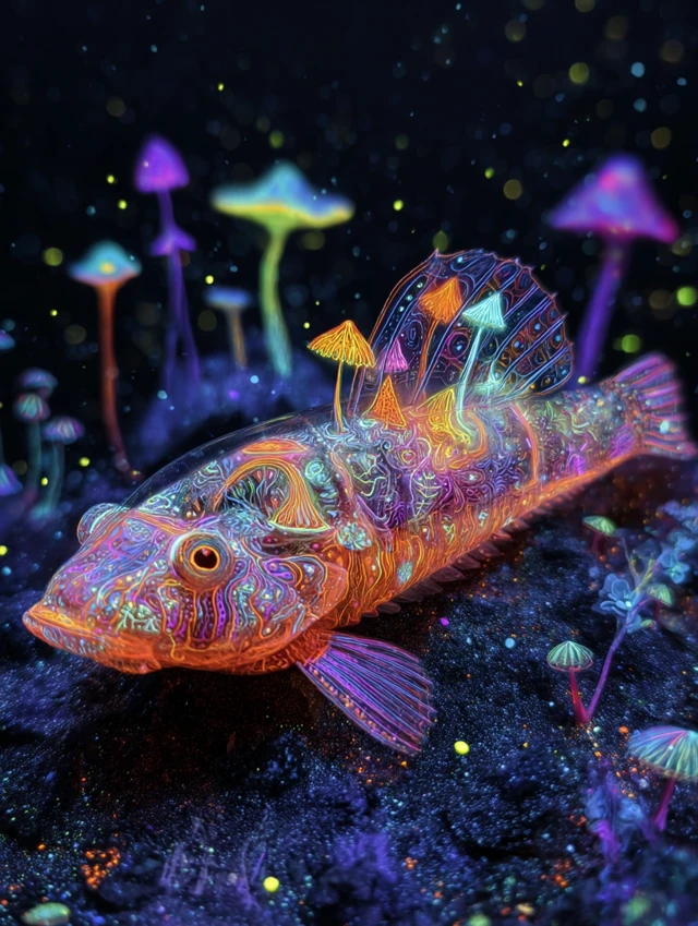 Fluorescent Fantasy Mudskipper Under Blacklight