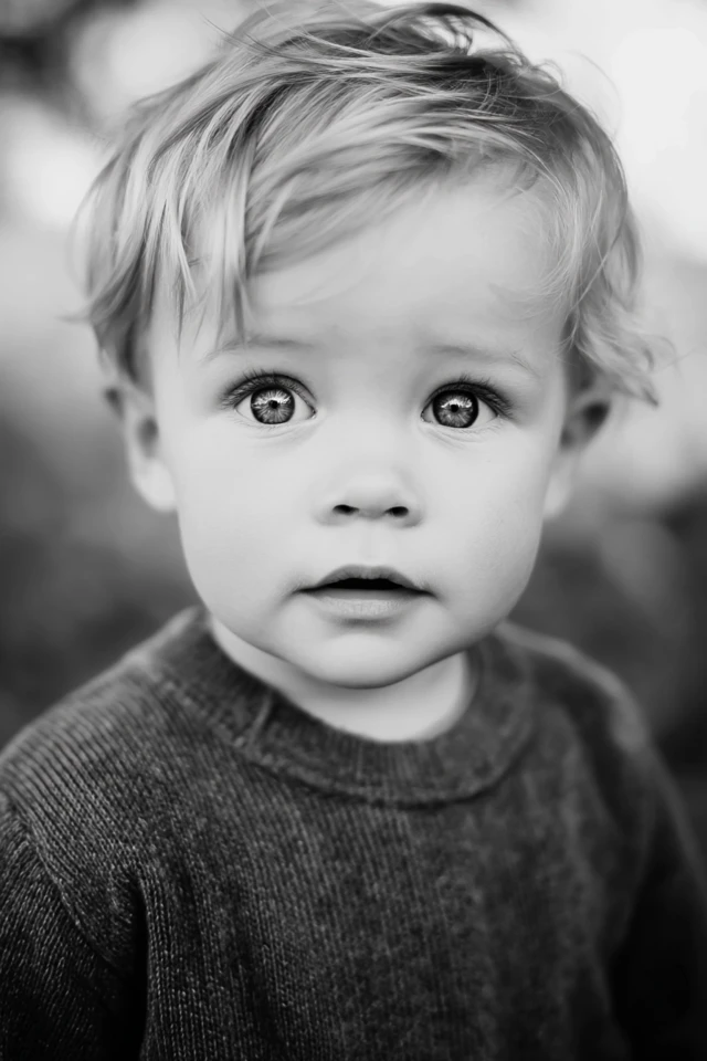 Swedish Baby Boy Black and White Portrait