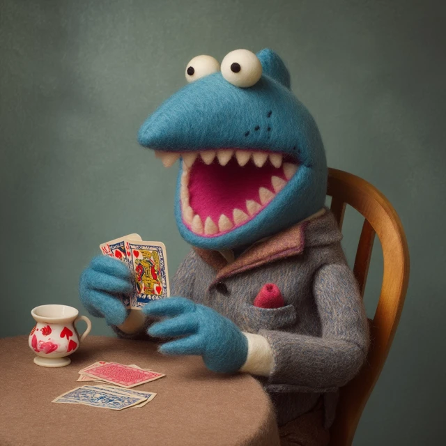 Muppet Shark Playing Poker - Jim Henson Style