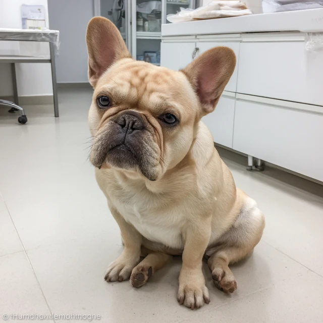 Guilty French Bulldog in a Vet Clinic Adorable Photo