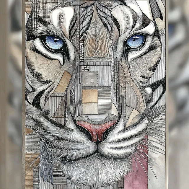 Tiger Art in the Style of Schiele Klee Klimt