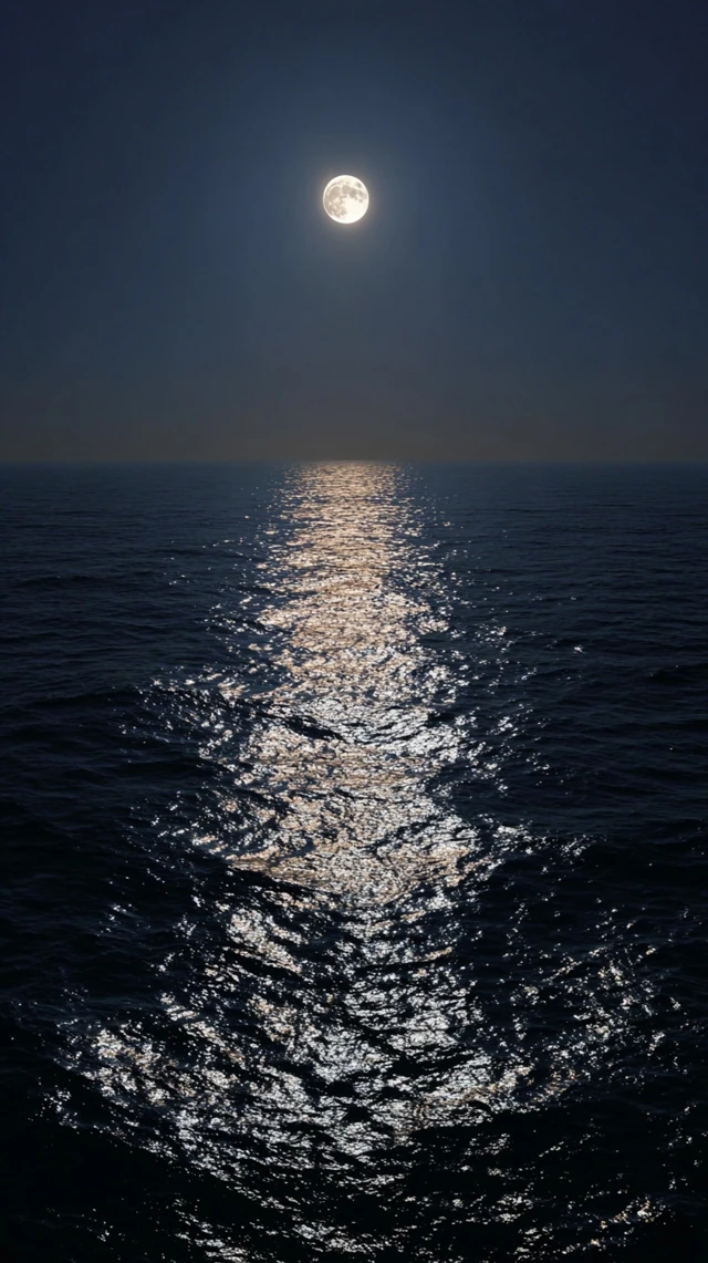 Moonlight Over Ocean A Beautiful Night Scene