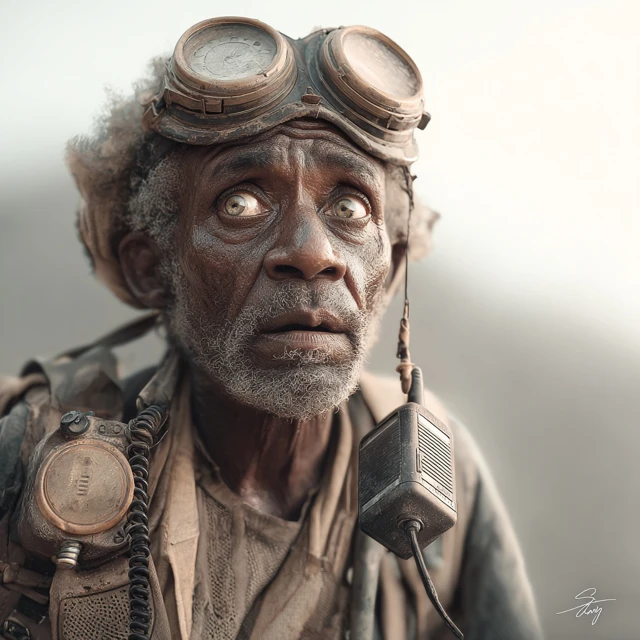 Old Man Awaiting Apocalypse Super Realistic
