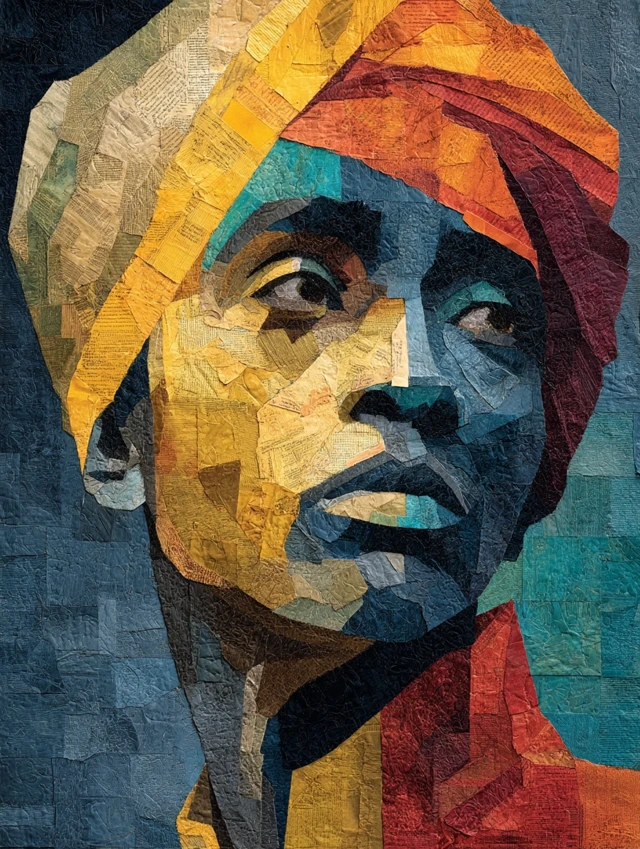 Cubist Portrait of Black Woman with Head Wrap