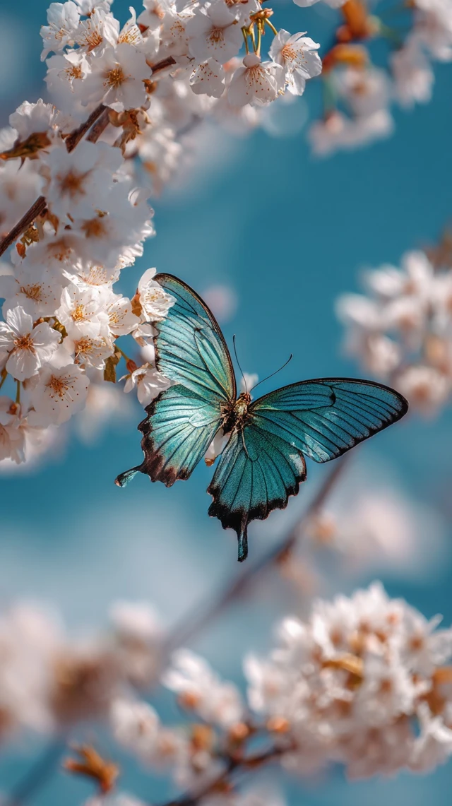 Butterfly in Spring Blossoms Serene Nature Scene