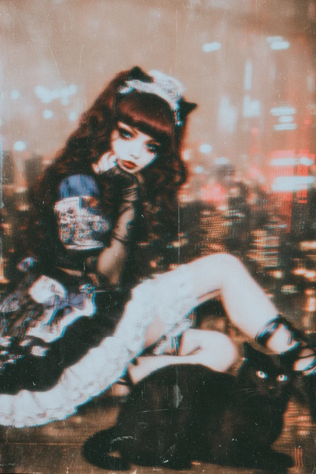 Otaku Girl Glamour Photography Vintage Dark Academia Style