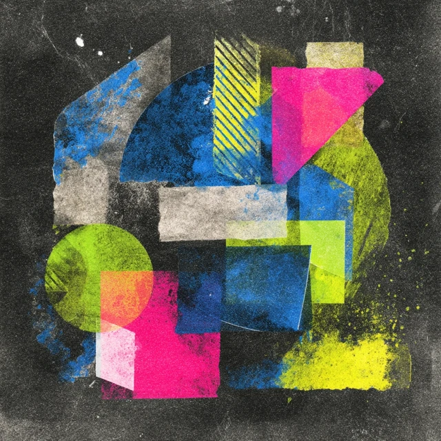 Abstract Geometric Neon Collage Art