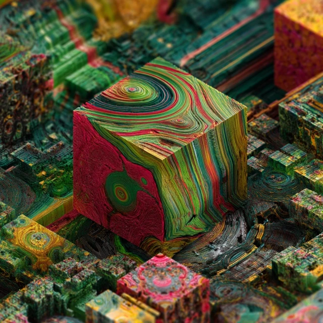 Abstract Fractal Cubes Digital Art Aerial View