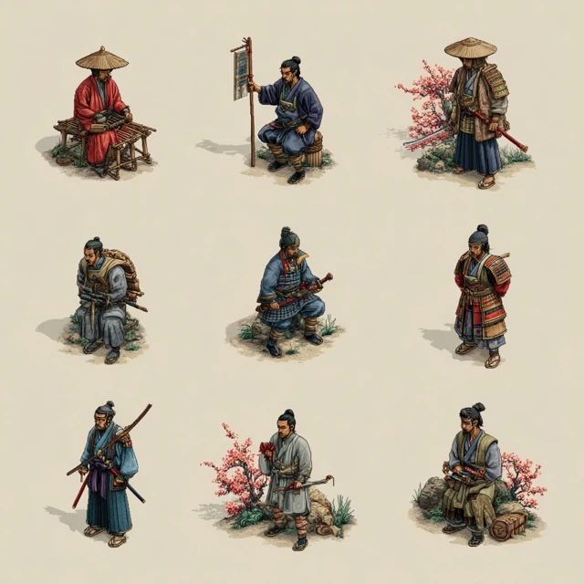 Ancient Japan Tactics Game Sprites