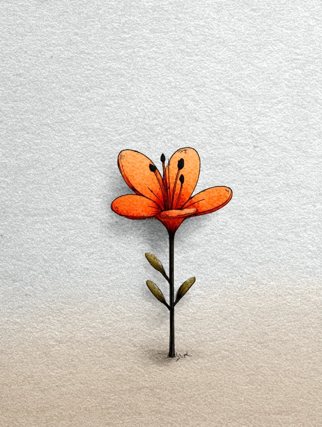 Minimalist Lily Doodle Simple Cartoon Illustration