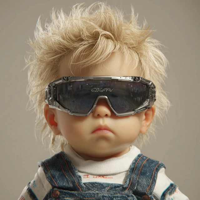 Baby with a Mullet and Oakley Sunglasses